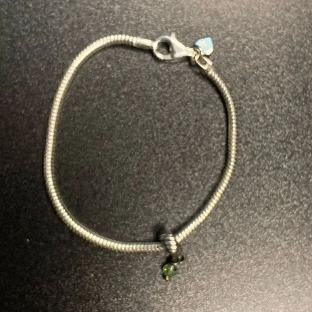 Charm Bracelet 925 silver Italian with peridot charm Makers mark MG